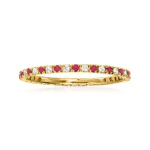 rs pure by ross-simons gemstone and .13 ct. t.w. diamond eternity band ring in 14kt yellow gold