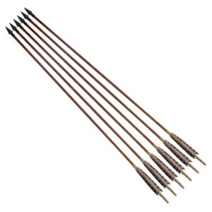 zzuus 33" Handmade Bamboo Arrows Eagle Feather Shaft Diameter 8mm Steel Arrowheads for 20-70 Lbs Long Bow and Recurve Bow Hunting Archery (6pcs)