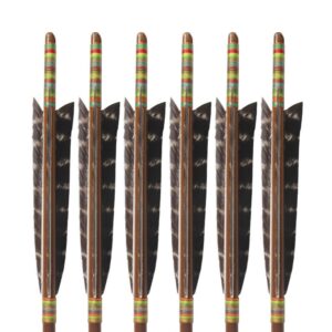 zzuus 33" Handmade Bamboo Arrows Eagle Feather Shaft Diameter 8mm Steel Arrowheads for 20-70 Lbs Long Bow and Recurve Bow Hunting Archery (6pcs)