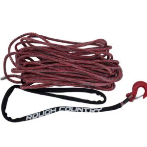 Rough Country 3/8" Red Synthetic Winch Rope with Clevis Hook | 85 FT - RS116