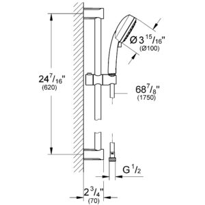 Grohe 26076002 New Tempesta Cosmopolitan 100 2 Spray Shower Rail Set, Starlight Chrome, 24 Inch