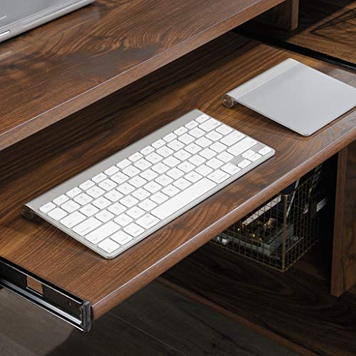 Sauder Clifford Place L-Desk, L: 59.06" x W: 53.54" x H: 30.2", Grand Walnut finish