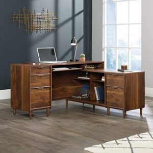 Sauder Clifford Place L-Desk, L: 59.06" x W: 53.54" x H: 30.2", Grand Walnut finish