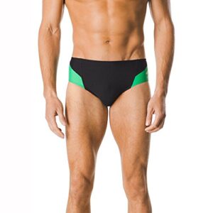 speedo men's swimsuit brief endurance+ splice team colors,black/green spark,34