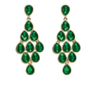 palmbeach goldtone pear cut simulated birthstone chandelier earrings (57x25mm) month 5