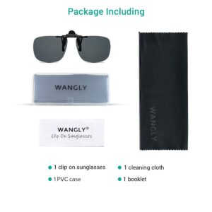 WANGLY Polarized Unisex Clip on Flip up Sunglasses over Prescription Glasses Frames and Readers Suitable for Driving, Grey Lens