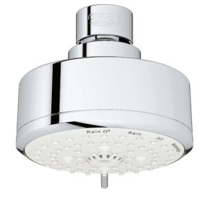 grohe 26043001 tempesta cosmopolitan fixed 4-setting shower head, rain o2 rain massage jet settings, starlight chrome