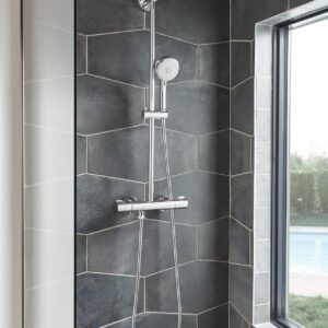 GROHE 26043001 Tempesta Cosmopolitan Fixed 4-Setting Shower Head, Rain O2 Rain Massage Jet Settings, Starlight Chrome