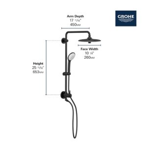 GROHE 27867001 Retro-Fit Euphoria 25 Inch Shower System, 2.5 GPM, Starlight Chrome