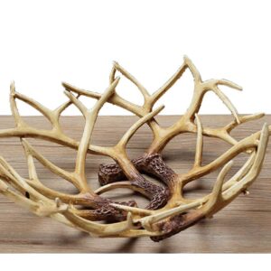 Art Reindeer Deer Antlers Organic Fruit Basket Bowl Artificial Decorative Gift Tray White Rack Drying Decor Fresh Large Storage Stand Plate Holder Shelf Vintage Round Display Container (Deer Classic)