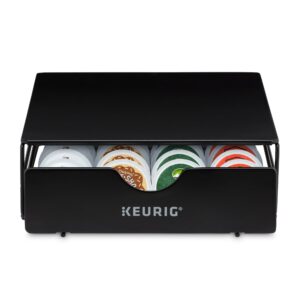 keurig slim non-rolling storage drawer, coffee pod storage, holds up to 24 keurig k-cup pods, black, storage drawer - 24ct, 9.2 x 3.3 x 12.2 inches