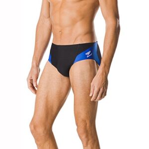 speedo men's swimsuit brief endurance+ splice team colors black/blue spark, 38