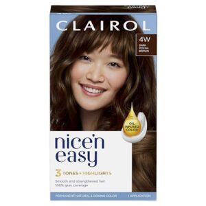 clairol nice'n easy permanent hair dye, 4w dark mocha brown hair color, pack of 1