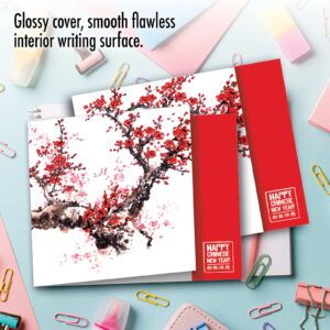 The Best Card Company - 10 Lunar New Year Cards (4 x 5.12 Inch) - Assorted Notecards with Envelopes, Colorful Bulk Boxed Set - Cheers and Cherries AMQ5072CNG-B1x10