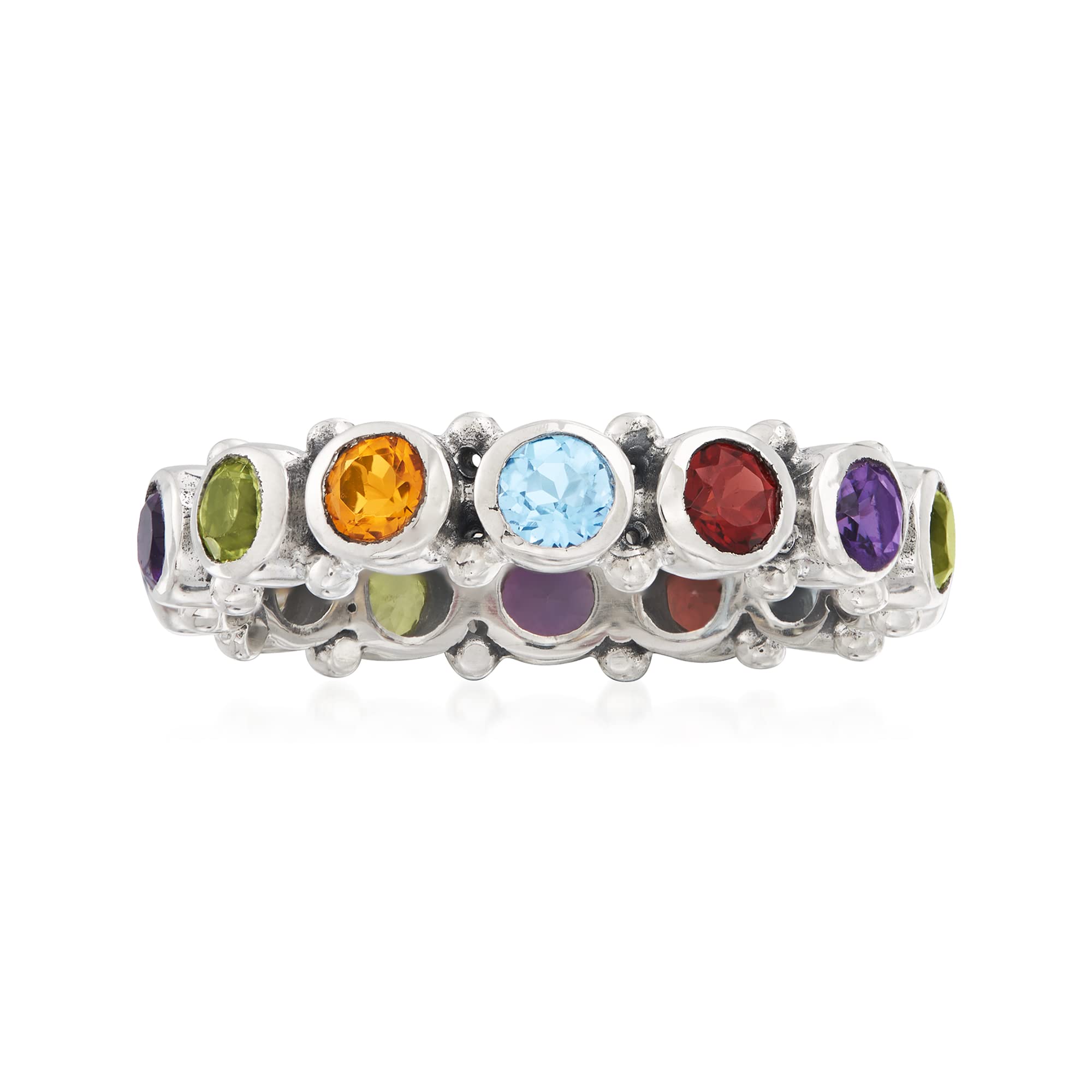 Ross-Simons 1.70 ct. t.w. Multi-Gemstone Eternity Band in Sterling Silver. Size 10