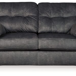 Signature Design by Ashley Accrington Plush Loveseat with Tufted Back, Gray