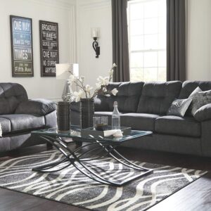 Signature Design by Ashley Accrington Plush Loveseat with Tufted Back, Gray