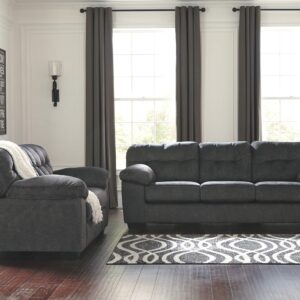 Signature Design by Ashley Accrington Plush Loveseat with Tufted Back, Gray