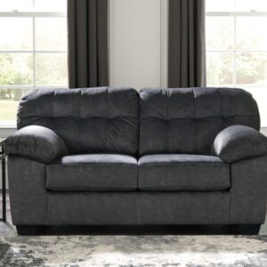 Signature Design by Ashley Accrington Plush Loveseat with Tufted Back, Gray