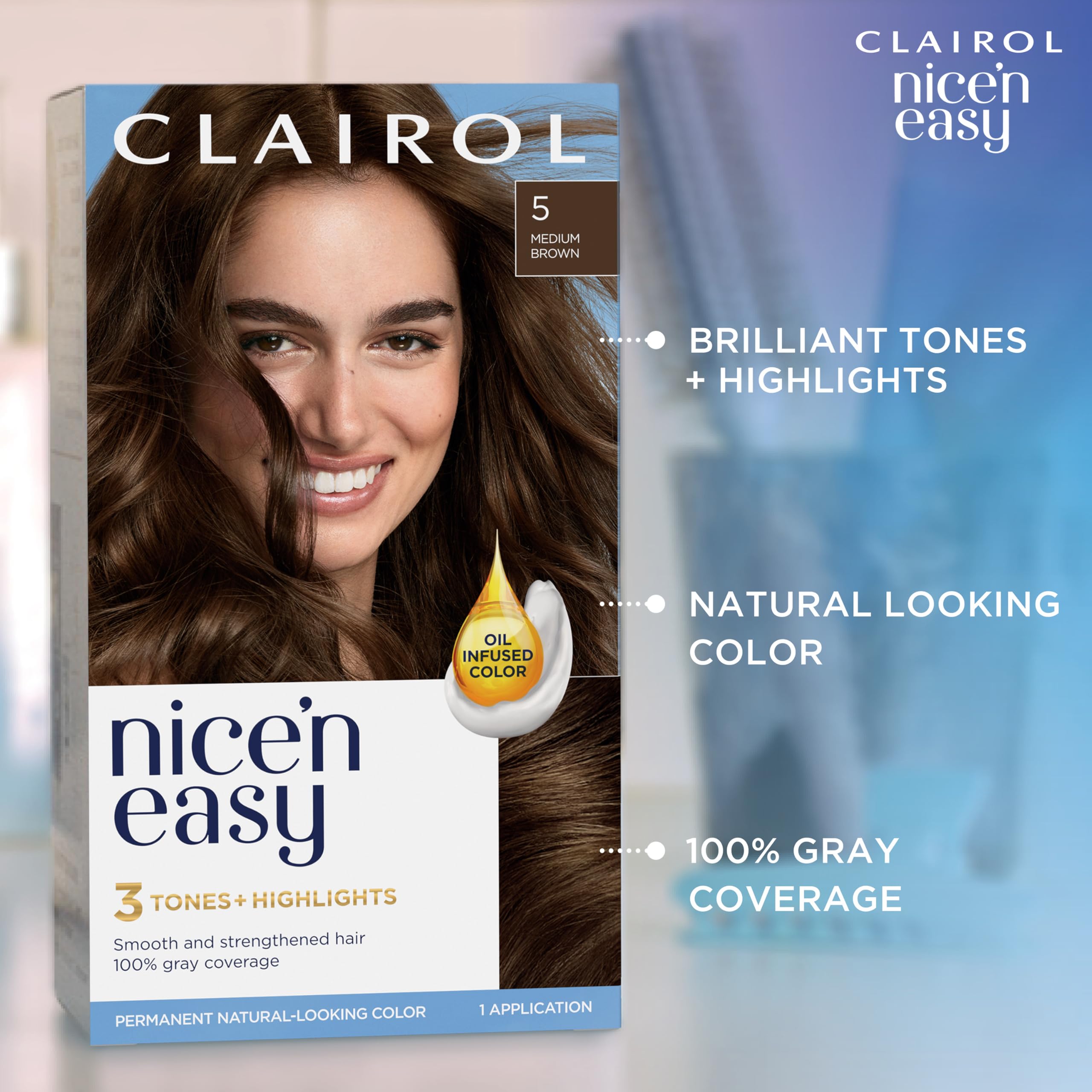 Clairol Nice'n Easy Permanent Hair Dye, 6.5 Lightest Brown Hair Color, Pack of 1