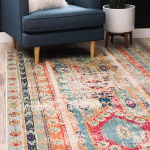 Unique Loom Sedona Collection Distressed, Southwester, Over-Dyed, Vintage Area Rug, 8' 0" x 10' 0", Blue/Beige