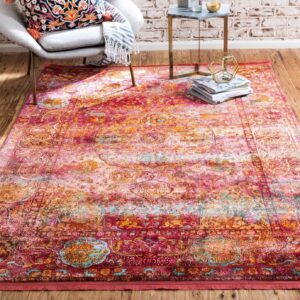 Unique Loom Baracoa Collection Area Rug - Rumba (8' 4" x 10' Rectangle, Red/ Brown)