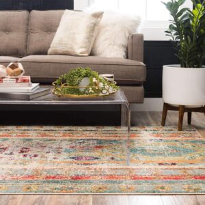 Unique Loom Sedona Collection Distressed, Southwester, Over-Dyed, Vintage Area Rug, 8' 0" x 10' 0", Blue/Beige