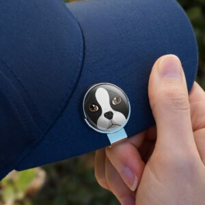 GRAPHICS & MORE Boston Terrier Look Into My Eyes Face Pet Dog Golf Hat Clip with Magnetic Ball Marker