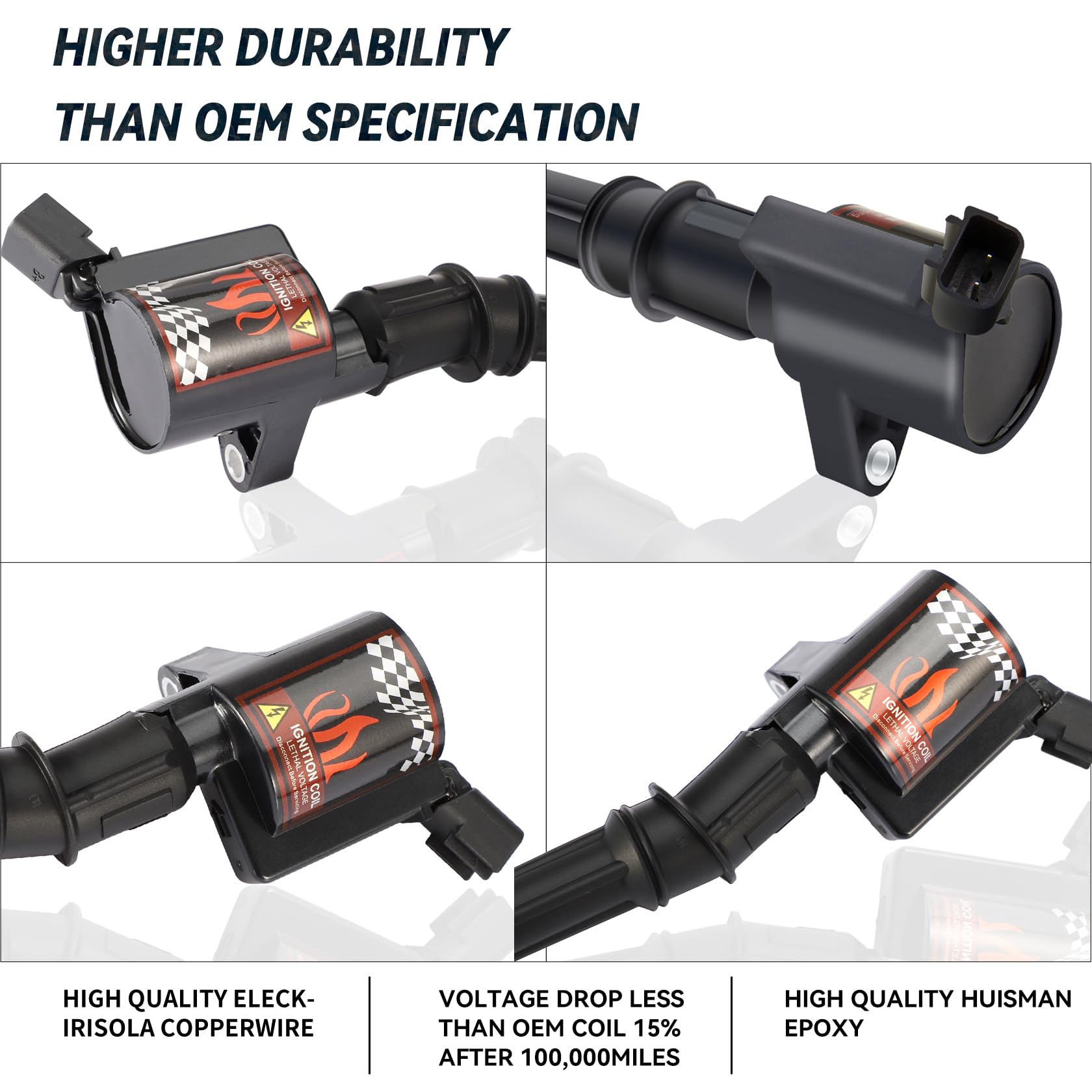 CarBole High Performance Coil Pack For F150 F250 F350 5.4L 4.6L V8 DG508, Ignition Coil For 1997-2014 Ford Crown Victoria E150 E250 Expedition Mustang Lincoln (Pack of 8pcs)