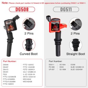 CarBole High Performance Coil Pack For F150 F250 F350 5.4L 4.6L V8 DG508, Ignition Coil For 1997-2014 Ford Crown Victoria E150 E250 Expedition Mustang Lincoln (Pack of 8pcs)