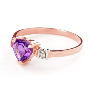 Galaxy Gold GG 14k Gold Ring with Genuine Diamonds and Natural Heart-shaped Purple Amethyst (rose-gold, 8.5)