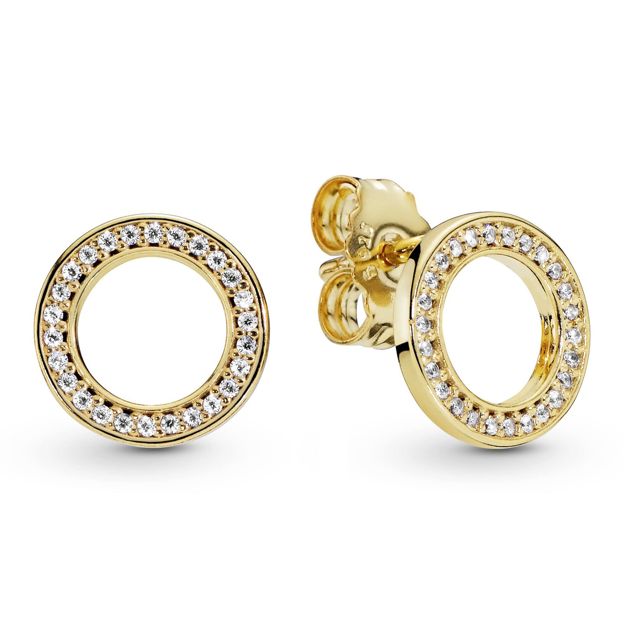 PANDORA Forever Stud Earrings - Great Gift - Stunning Women's Earrings - 14k Gold & Cubic Zirconia