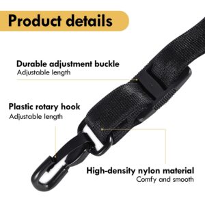 KUWAN Saxophone Neck Strap Soft Sax Leather strap Padded for Alto Sax Tenor Clarinet Baritone Soprano Horn Music Instrument (black)