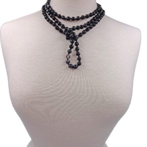 MGR 60-Inch Faceted Black Onyx Endless Infinity Long Beaded Necklace or Multi Strand Beaded Necklace.