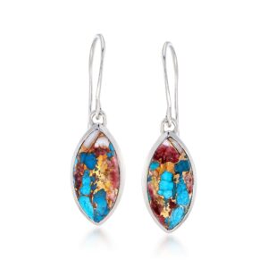 ross-simons marquise kingman turquoise drop earrings in sterling silver