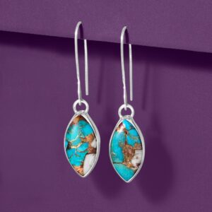 Ross-Simons Marquise Kingman Turquoise Drop Earrings in Sterling Silver