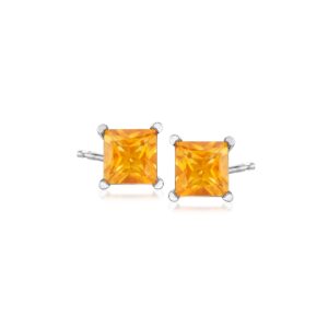 ross-simons gemstone princess-cut stud earrings in sterling silver