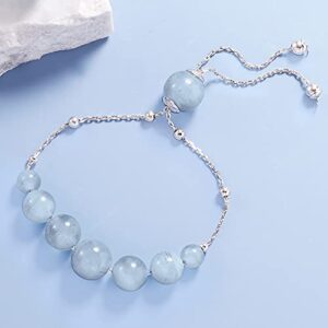 Ross-Simons 28.45 ct. t.w. Aquamarine Bead Graduated Bolo Bracelet in Sterling Silver