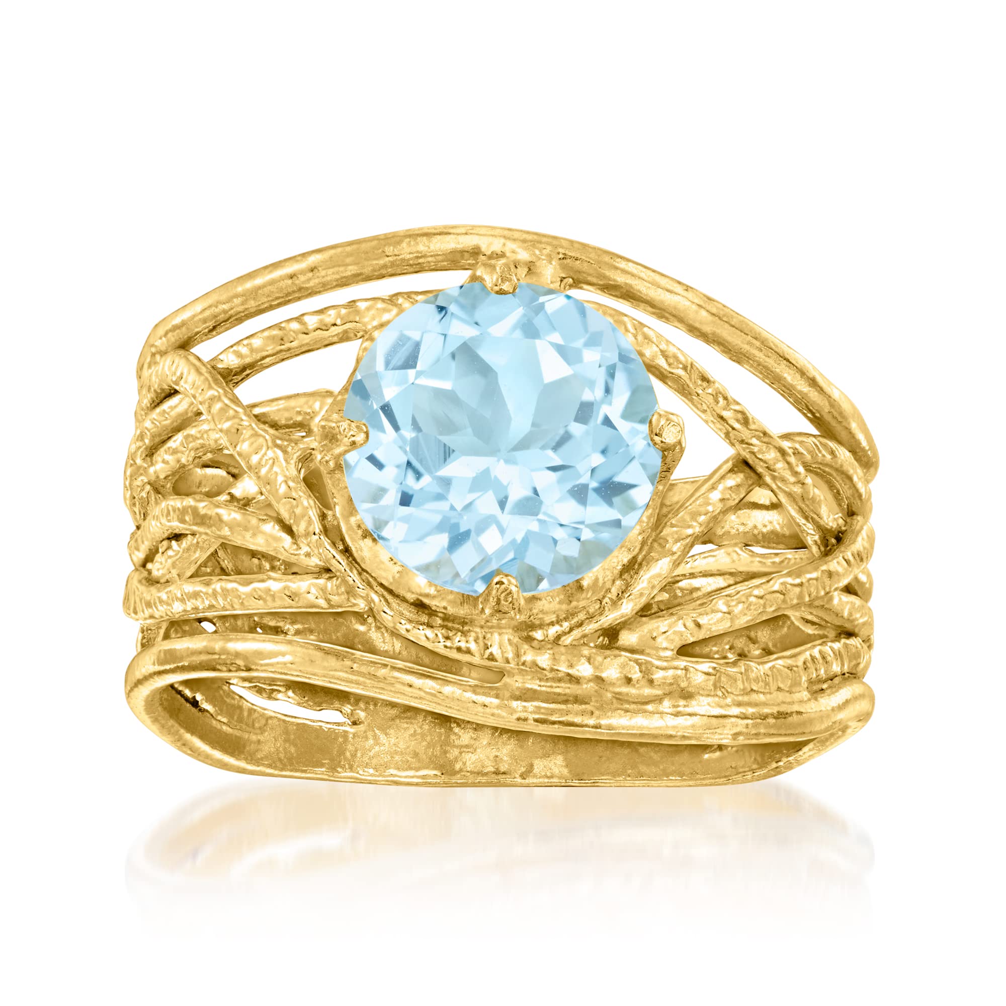 Ross-Simons Gemstone Textured Openwork Ring in 18kt Gold Over Sterling