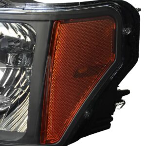 Auto Dynasty Compatible with 09-14 Ford F150 Pair Black Housing Amber Corner Headlight+Full LED Tail Lamp