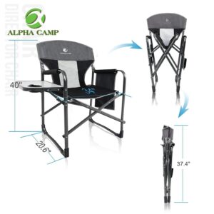 ALPHA CAMP Oversized Camping Director Chair Heavy Duty Folding Camp Chair with Side Table for Adults