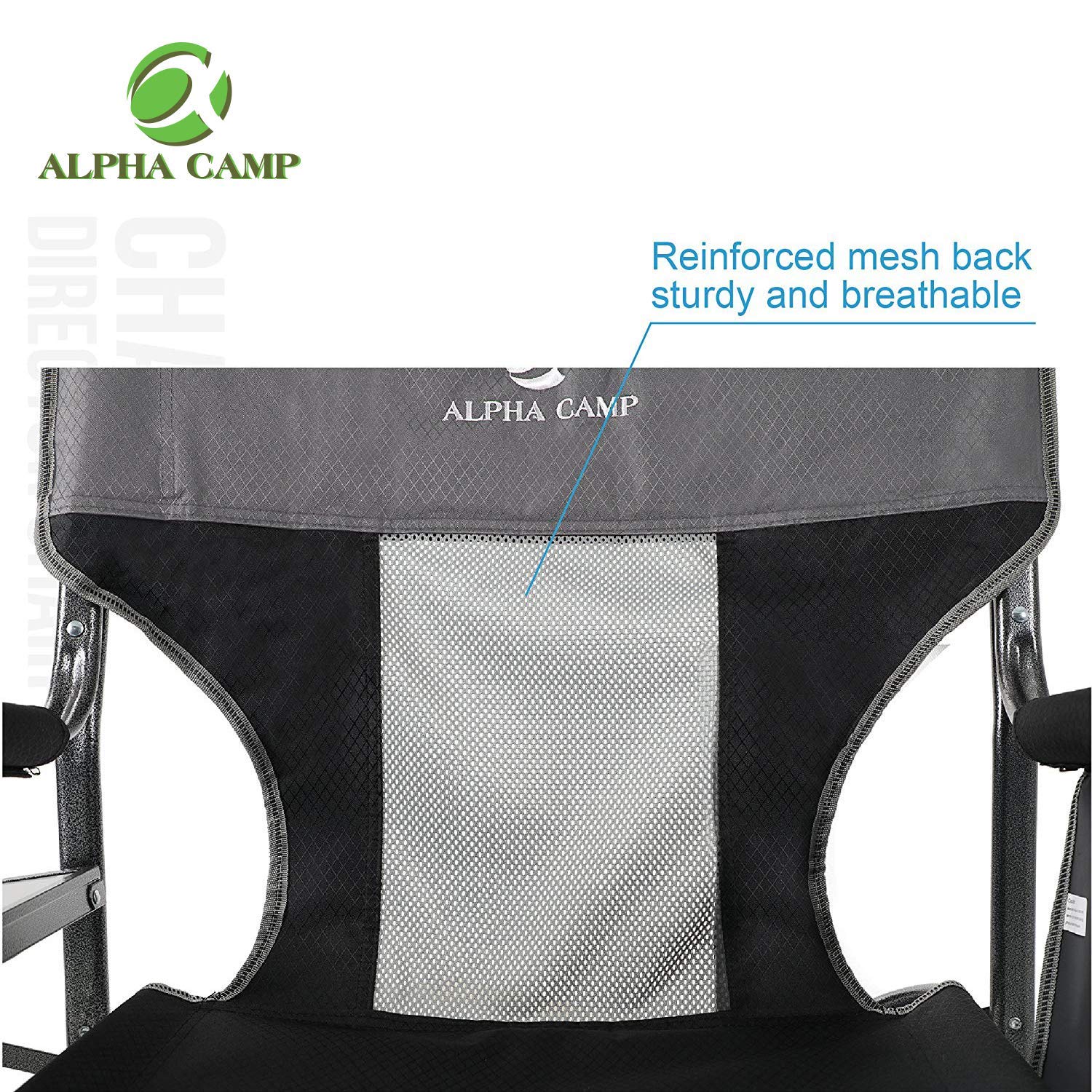 ALPHA CAMP Oversized Camping Director Chair Heavy Duty Folding Camp Chair with Side Table for Adults