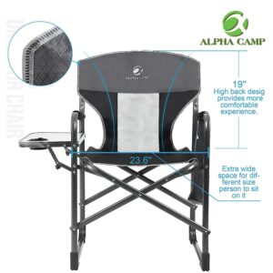 ALPHA CAMP Oversized Camping Director Chair Heavy Duty Folding Camp Chair with Side Table for Adults