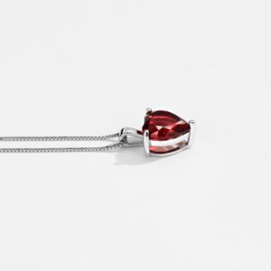 MichooyelS925 3.6 cttw Rhodolite Garnet Pendant Necklace Heart Solitaire Gemstone Sterling Silver Valentine's Day Wedding Birthstone Jewelry For Women 16-18 Inches