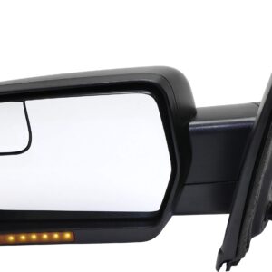 Kool Vue Driver Side Power Heated Mirror for Ford F-150 2011-2014 Manual Fold With Signal Light & Spotter Glass; Without Memory & Puddle Lamp Textured