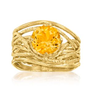 Ross-Simons Gemstone Textured Openwork Ring in 18kt Gold Over Sterling