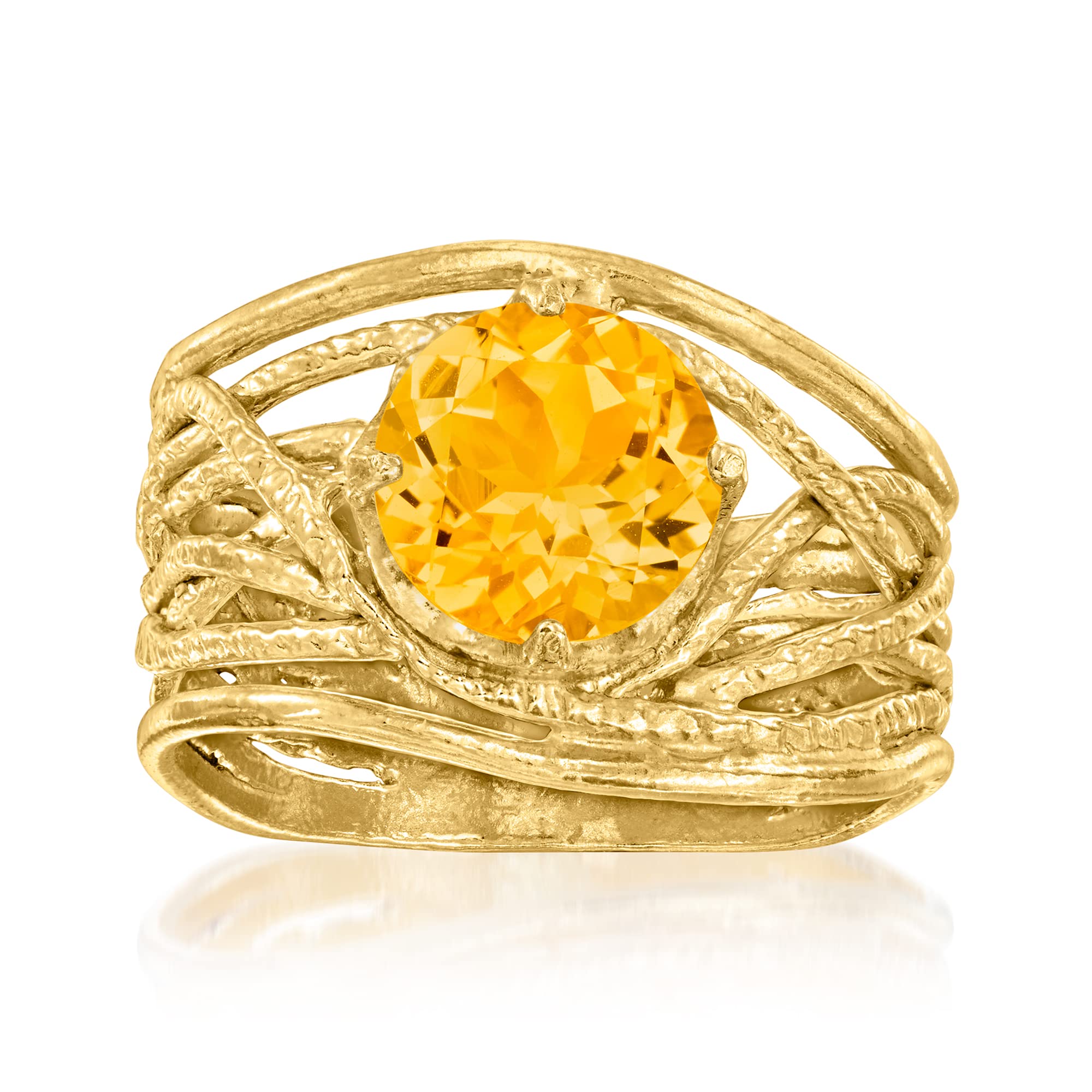 Ross-Simons Gemstone Textured Openwork Ring in 18kt Gold Over Sterling