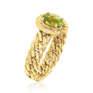 Ross-Simons 0.70 Carat Peridot Curb-Link Style Ring in 14kt Yellow Gold. Size 8