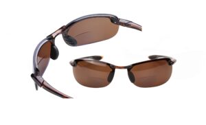 2 pair of "dreamin maui" polarized bifocal sunglasses - sport wrap reading sunglasses (tortoise, 1.5)