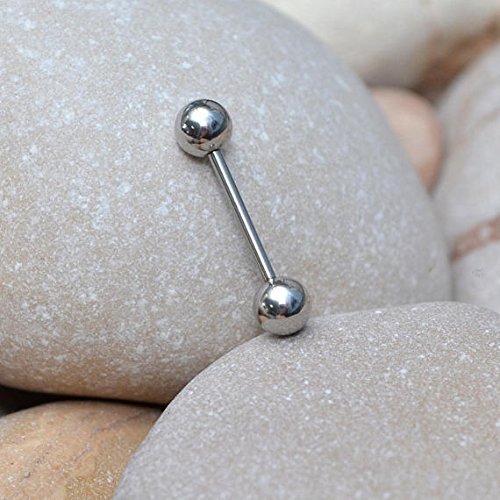 Briana Williams Tongue Rings Nipplerings-Nipple Straight Barbells 14G 18mm Silver Nipple Rings Surgical Steel Body Piercing Jewelry